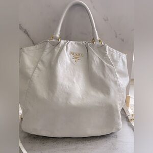 White Prada Sachel/ Hobo Bag with Crossbody Strap. Authentic